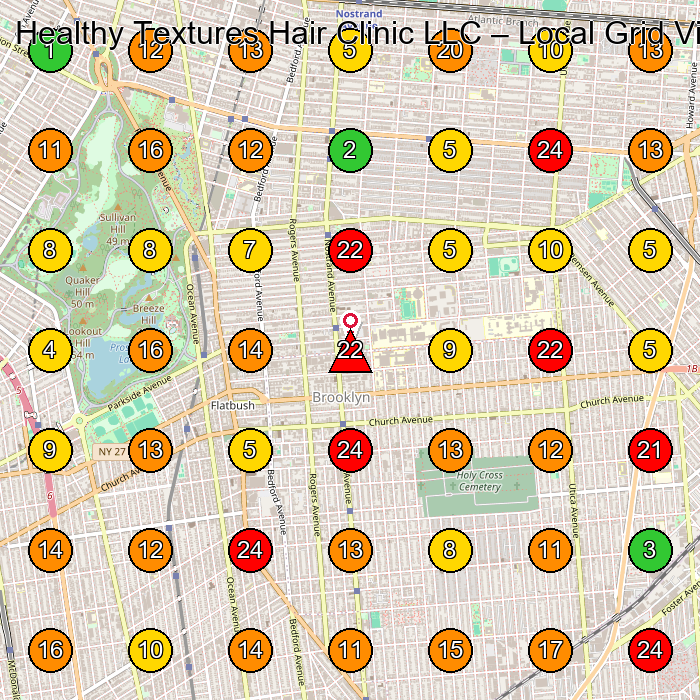 Healthy Textures Hair Clinic LLC Hair Salon GeoGrid ranking map for Brooklyn NY